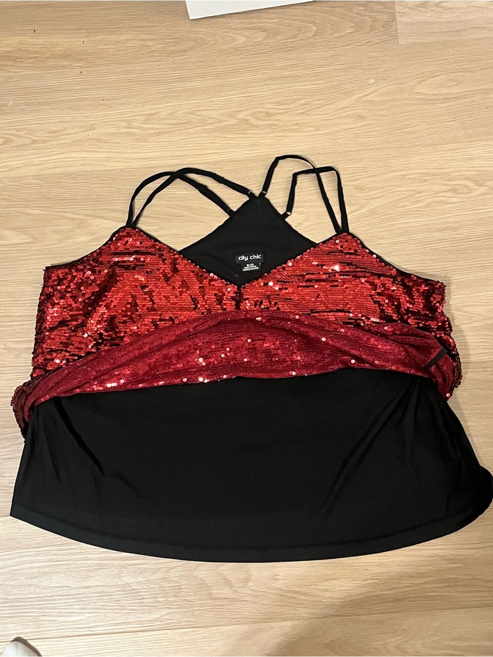 City Chic Red Sequin Racerback Cami Top Size 22 XL Party Holiday - Picture 8 of 12